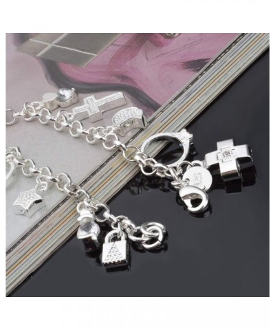 S925 Silver Thirteen Hanging Pieces Bracelet for Women Gift Bracelets & Bangles Jewelry $7.28 Bracelets