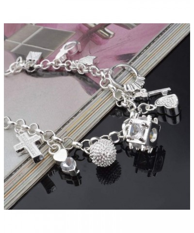 S925 Silver Thirteen Hanging Pieces Bracelet for Women Gift Bracelets & Bangles Jewelry $7.28 Bracelets