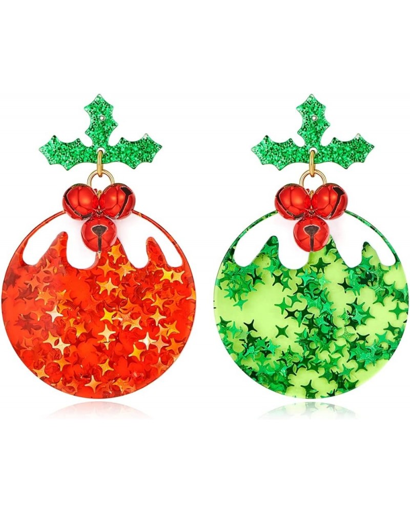 Christmas Earrings for Women Colorful Acrylic Drop Earrings Christmas lanterns and Tree Earrings Gift Red Green Balls $13.67 ...