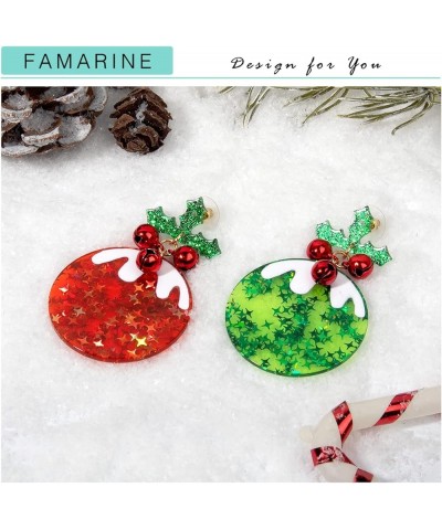 Christmas Earrings for Women Colorful Acrylic Drop Earrings Christmas lanterns and Tree Earrings Gift Red Green Balls $13.67 ...