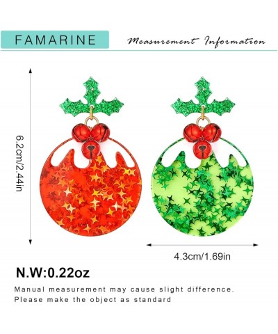 Christmas Earrings for Women Colorful Acrylic Drop Earrings Christmas lanterns and Tree Earrings Gift Red Green Balls $13.67 ...