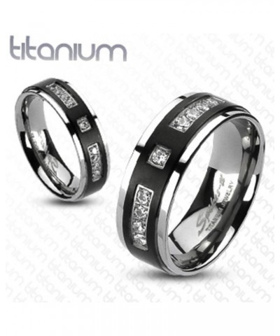 His and Her 4 Piece Black and Silver Stainless Steel and Titanium Wedding Ring Band Set Size Women's 10 Men's 08 $20.91 Sets