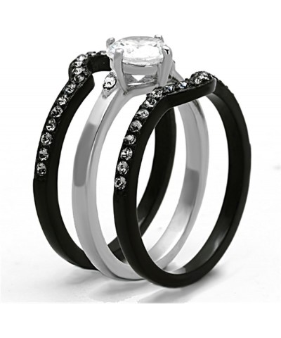 His and Her 4 Piece Black and Silver Stainless Steel and Titanium Wedding Ring Band Set Size Women's 10 Men's 08 $20.91 Sets