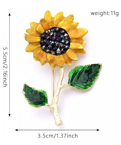 Yellow Flower Rhinestone Sunflower Brooch Enamel Crystal Plant Brooch Pin, Charm Sun Flower Coat Brooch for Women A $5.29 Bro...