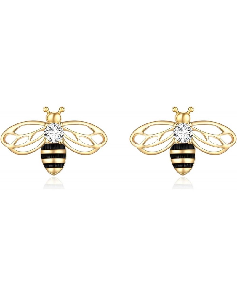 14k Yellow Gold Honey Bee Jewelry for Women, Fine Gold Pendant Gifts for Her Bee Earrings $63.55 Earrings