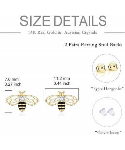 14k Yellow Gold Honey Bee Jewelry for Women, Fine Gold Pendant Gifts for Her Bee Earrings $63.55 Earrings