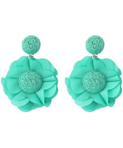 Lafite Flower Colored Earrings Bohemian Valentine's Day Gift for Girl Woman to the Beach Cyan color $4.98 Earrings