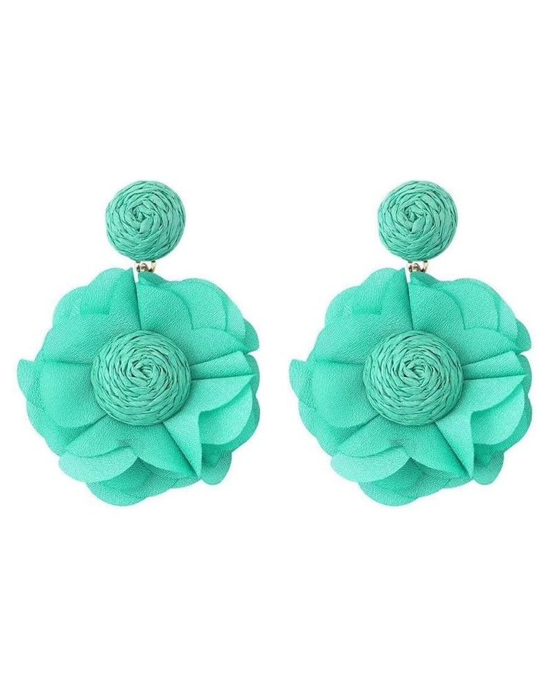 Lafite Flower Colored Earrings Bohemian Valentine's Day Gift for Girl Woman to the Beach Cyan color $4.98 Earrings