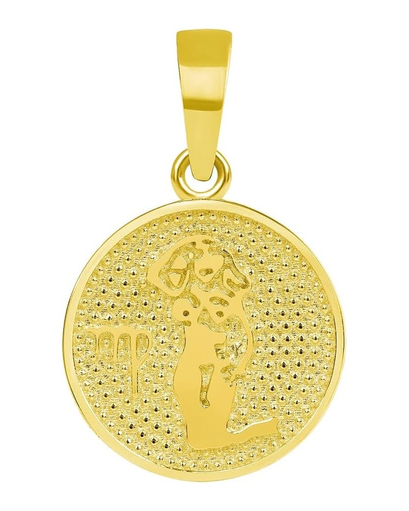 14k Yellow Gold Tiny Round Zodiac Sign Charm Horoscope Pendant Virgo $27.95 Pendants