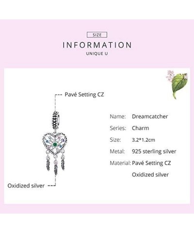 Dream Catcher Dangle Charms fit Pandora Style Bracelet,925 Silver Charm Dream Bead Good Wishes Charms for Dreamcatcher Colour...