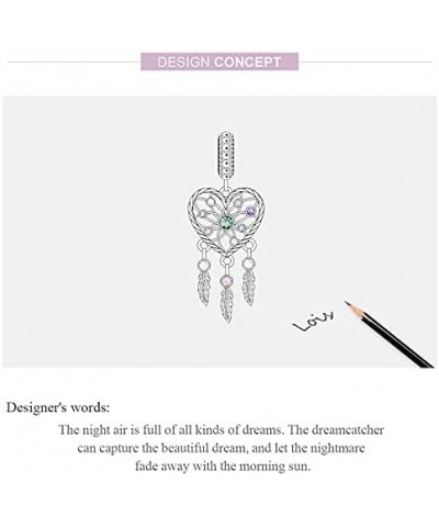 Dream Catcher Dangle Charms fit Pandora Style Bracelet,925 Silver Charm Dream Bead Good Wishes Charms for Dreamcatcher Colour...