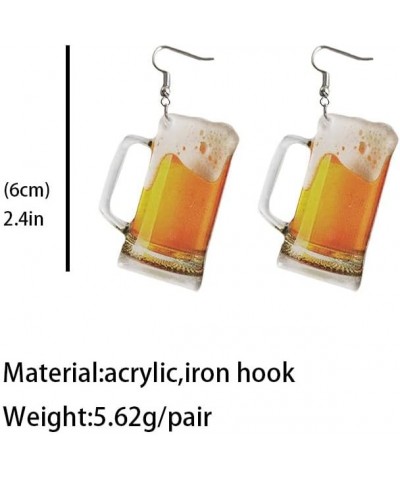 Playful Beer Mug, Beer Bottle, Wine Glass Acrylic Dangle Earrings - Fun Party Costume Jewelry - Bartender Gift beer mug $5.77...