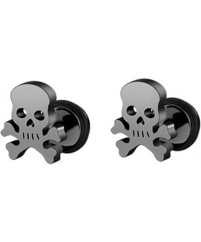 Stainless Steel Gothic Skull Bone Skeleton Biker Cocktail Party Halloween Stud Earrings Black $6.47 Earrings