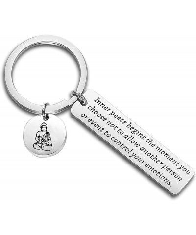 Buddhist Inspirational Quote Gift Buddha keychain Buddhist Jewelry Yoga Lover Gift Inner Peace $10.62 Necklaces