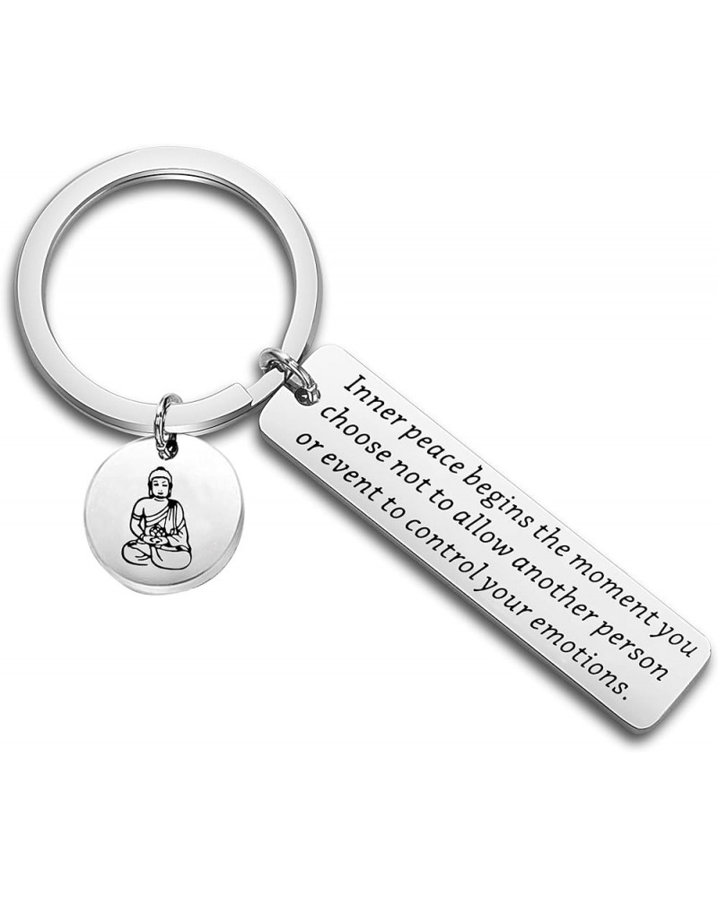 Buddhist Inspirational Quote Gift Buddha keychain Buddhist Jewelry Yoga Lover Gift Inner Peace $10.62 Necklaces