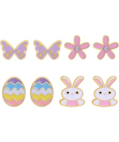 4 Pairs Easter Stud Earrings for Women Girls Cute Bunny Spring Earrings Egg Rabbit Earrings Holiday Jewelry Gift Style B $9.3...