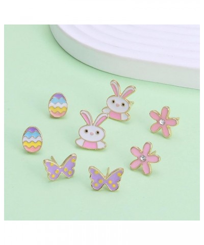 4 Pairs Easter Stud Earrings for Women Girls Cute Bunny Spring Earrings Egg Rabbit Earrings Holiday Jewelry Gift Style B $9.3...