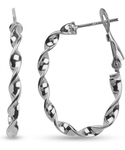 Sterling Silver Twisted Beaded Clutchless Paddle Back Hoop Earrings for Women Oval Twisted-1.10 $10.48 Earrings