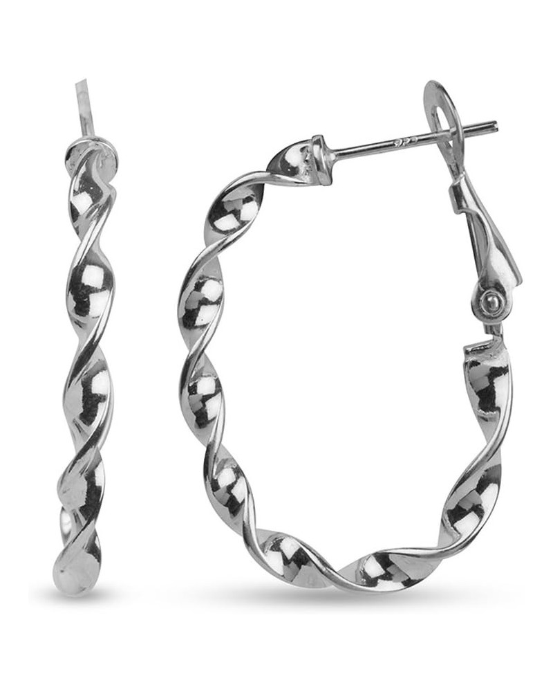 Sterling Silver Twisted Beaded Clutchless Paddle Back Hoop Earrings for Women Oval Twisted-1.10 $10.48 Earrings