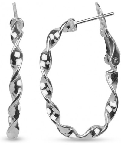 Sterling Silver Twisted Beaded Clutchless Paddle Back Hoop Earrings for Women Oval Twisted-1.10 $10.48 Earrings