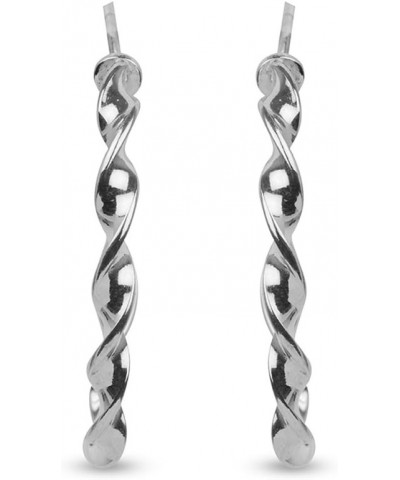 Sterling Silver Twisted Beaded Clutchless Paddle Back Hoop Earrings for Women Oval Twisted-1.10 $10.48 Earrings