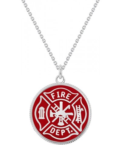 Firefighter Double Sided Pendant Necklace with Lord's Prayer in Sterling Silver, Made in America 20" Necklace $28.06 Necklaces