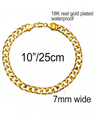 Gold Cuban Link Anklet Bracelet for Women Men, 7mm Wide 14K Gold / 18K Gold/White Gold Plated Diamond Cut Curb Chain Ankle Br...