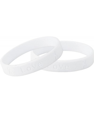 White Ribbon Silicone Bracelet - White Awareness Silicone Wristband for Lung Cancer Awareness, Bone Cancer, Adoption, Scolios...