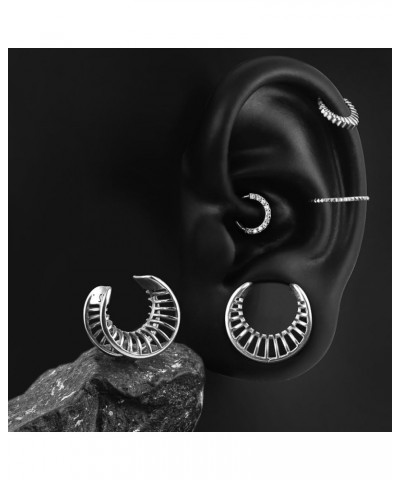 2 Pcs Hollow Design Saddle Plugs Gauges for Women Ventilate Ear Tunnels Gauges for Men Breathe Surgical Steel Gauge Earrings ...