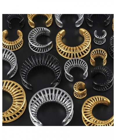 2 Pcs Hollow Design Saddle Plugs Gauges for Women Ventilate Ear Tunnels Gauges for Men Breathe Surgical Steel Gauge Earrings ...