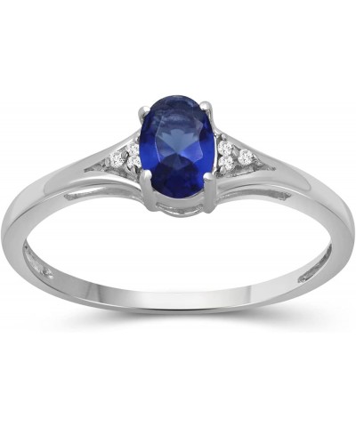 Birthstone Jewelry – Sterling Silver Ring Jewelry with White Diamond Accent – Gemstone Rings with Hypoallergenic Sterling Sil...