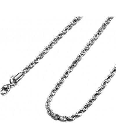 Twist Chain Necklace - Stainless Steel Rope Jewelry for Men & Women 22 Inches 8mm Wide $9.71 Necklaces