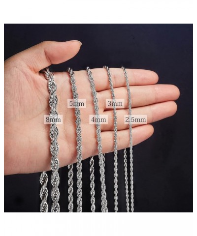 Twist Chain Necklace - Stainless Steel Rope Jewelry for Men & Women 22 Inches 8mm Wide $9.71 Necklaces