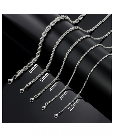 Twist Chain Necklace - Stainless Steel Rope Jewelry for Men & Women 22 Inches 8mm Wide $9.71 Necklaces