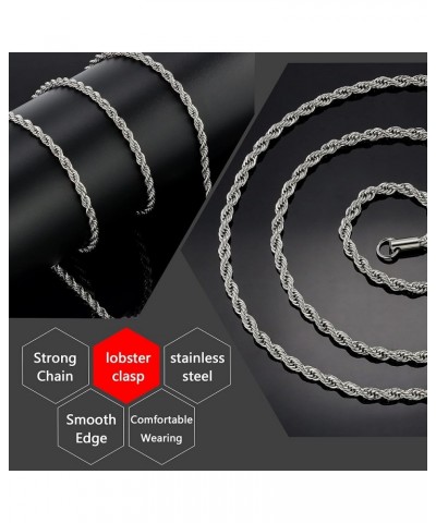 Twist Chain Necklace - Stainless Steel Rope Jewelry for Men & Women 22 Inches 8mm Wide $9.71 Necklaces