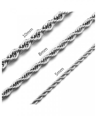 Twist Chain Necklace - Stainless Steel Rope Jewelry for Men & Women 22 Inches 8mm Wide $9.71 Necklaces