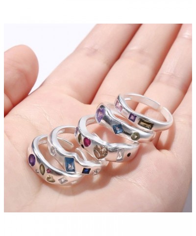 5Pcs Couple Rhinestone Rings Women Stacking Ring Open Rings Adjustable Rings Valentine's Day Gift Irregular Finger Buckle $8....