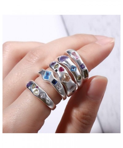 5Pcs Couple Rhinestone Rings Women Stacking Ring Open Rings Adjustable Rings Valentine's Day Gift Irregular Finger Buckle $8....