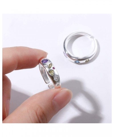 5Pcs Couple Rhinestone Rings Women Stacking Ring Open Rings Adjustable Rings Valentine's Day Gift Irregular Finger Buckle $8....