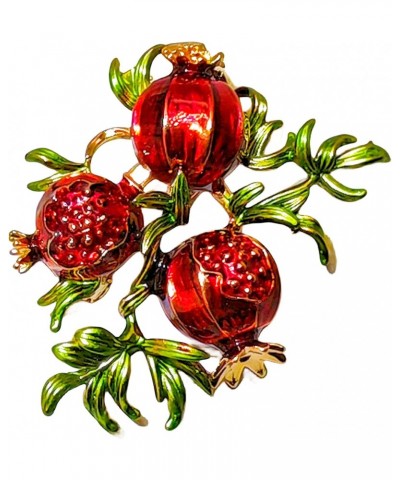 Stunning Gold Tone Leaves Red Enamel Pomegranate Brooch Pin Vintage Fruit Jewelry $7.94 Brooches & Pins