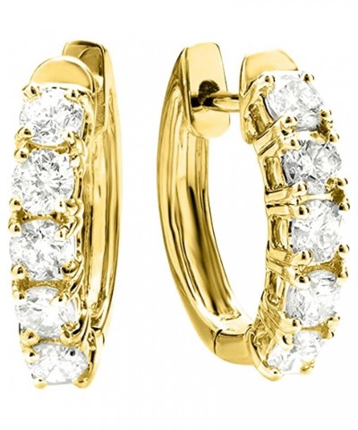 3/4-6 CT Carat Natural Diamond Hoop Huggies Earrings Value Collection Yellow Gold 4.0 carats $657.06 Earrings