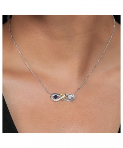 925 Sterling Silver and 10K Yellow Gold Heart Infinity Pendant Lab Grown Diamond Necklace Set with Sapphire and Forever Class...