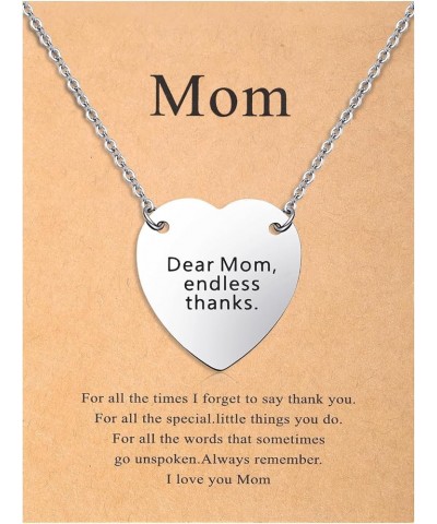 Mom Necklace for Women Heart Pendant Jewelry Mothers Day Gifts from Daughter "Dear Mom, endless thanks. $7.64 Necklaces