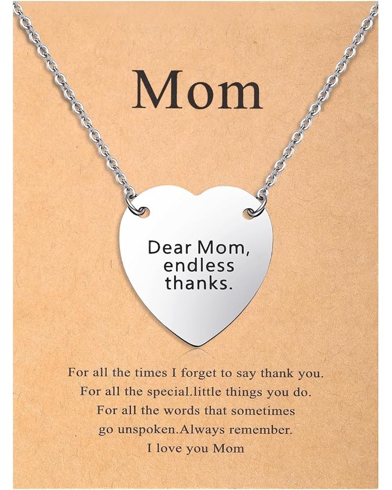 Mom Necklace for Women Heart Pendant Jewelry Mothers Day Gifts from Daughter "Dear Mom, endless thanks. $7.64 Necklaces