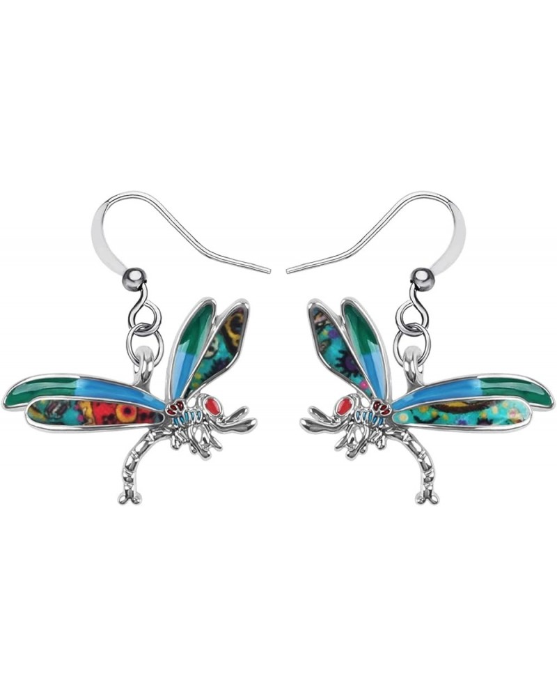 Enamel Alloy Cute Dragonfly Earrings for Women Girls Fashion Insect Jewelry Charms Gifts Green $10.02 Earrings