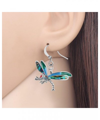 Enamel Alloy Cute Dragonfly Earrings for Women Girls Fashion Insect Jewelry Charms Gifts Green $10.02 Earrings