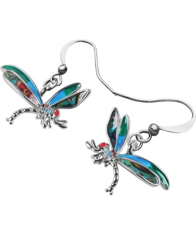 Enamel Alloy Cute Dragonfly Earrings for Women Girls Fashion Insect Jewelry Charms Gifts Green $10.02 Earrings