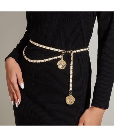 Waist Chain - Adjustable Metal Chain Belt Women Belly Waist Chain Fashion Body Link Belts White Flower $8.69 Body Jewelry