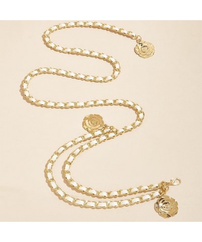 Waist Chain - Adjustable Metal Chain Belt Women Belly Waist Chain Fashion Body Link Belts White Flower $8.69 Body Jewelry