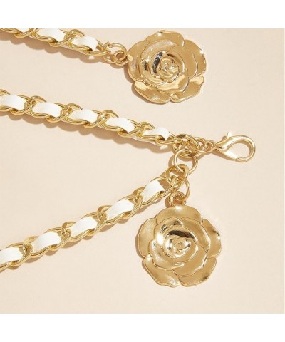 Waist Chain - Adjustable Metal Chain Belt Women Belly Waist Chain Fashion Body Link Belts White Flower $8.69 Body Jewelry